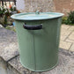 Vintage Round Green Enamel Bread Bin With Lid Storage Kitchenalia Collectable