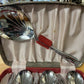 Lovely Vintage Retro Boxed Set Of Dessert Spoons Chrome Shell Bowls Sheffield