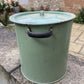 Vintage Round Green Enamel Bread Bin With Lid Storage Kitchenalia Collectable