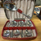 Lovely Vintage Retro Boxed Set Of Dessert Spoons Chrome Shell Bowls Sheffield