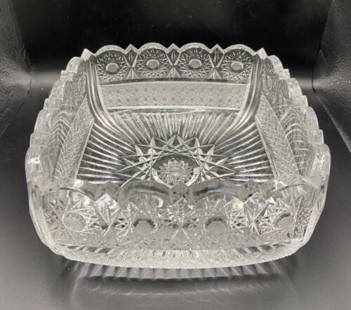 Stunning Cut Glass Fruit Bowl Heavyweight Very Detailed Decoration