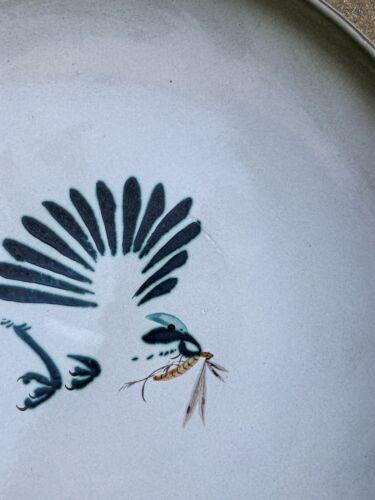 Large Unusual Vintage Honiton Pottery Charger Plate Dish Bird Swallow Dragonfly