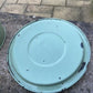 Vintage Round Green Enamel Bread Bin With Lid Storage Kitchenalia Collectable
