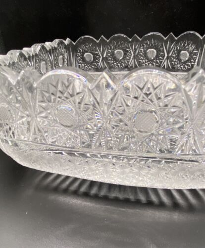 Stunning Cut Glass Fruit Bowl Heavyweight Very Detailed Decoration