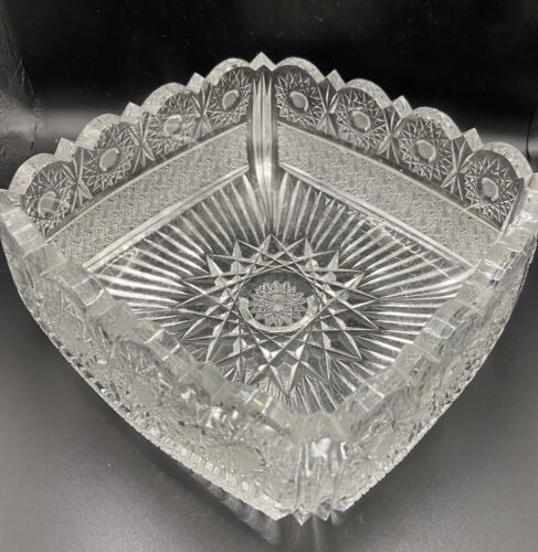 Stunning Cut Glass Fruit Bowl Heavyweight Very Detailed Decoration