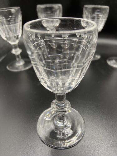 Collection Of Six Antique Drinking Glasses Liqueur Glasses Drinks Hand Blown