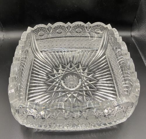 Stunning Cut Glass Fruit Bowl Heavyweight Very Detailed Decoration