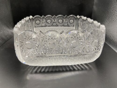 Stunning Cut Glass Fruit Bowl Heavyweight Very Detailed Decoration