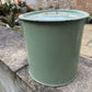 Vintage Round Green Enamel Bread Bin With Lid Storage Kitchenalia Collectable