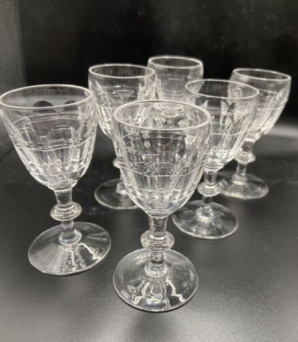 Collection Of Six Antique Drinking Glasses Liqueur Glasses Drinks Hand Blown