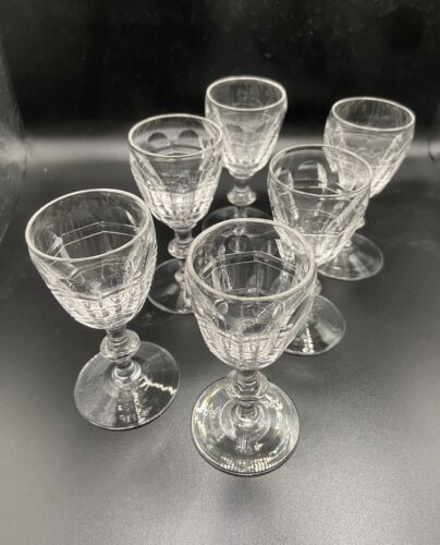 Collection Of Six Antique Drinking Glasses Liqueur Glasses Drinks Hand Blown