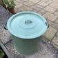 Vintage Round Green Enamel Bread Bin With Lid Storage Kitchenalia Collectable