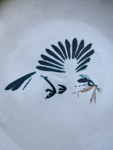 Large Unusual Vintage Honiton Pottery Charger Plate Dish Bird Swallow Dragonfly