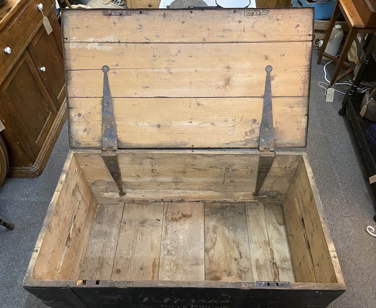 Antique Victorian Military Chest Trunk T Franks The Rifle Brigade Storage