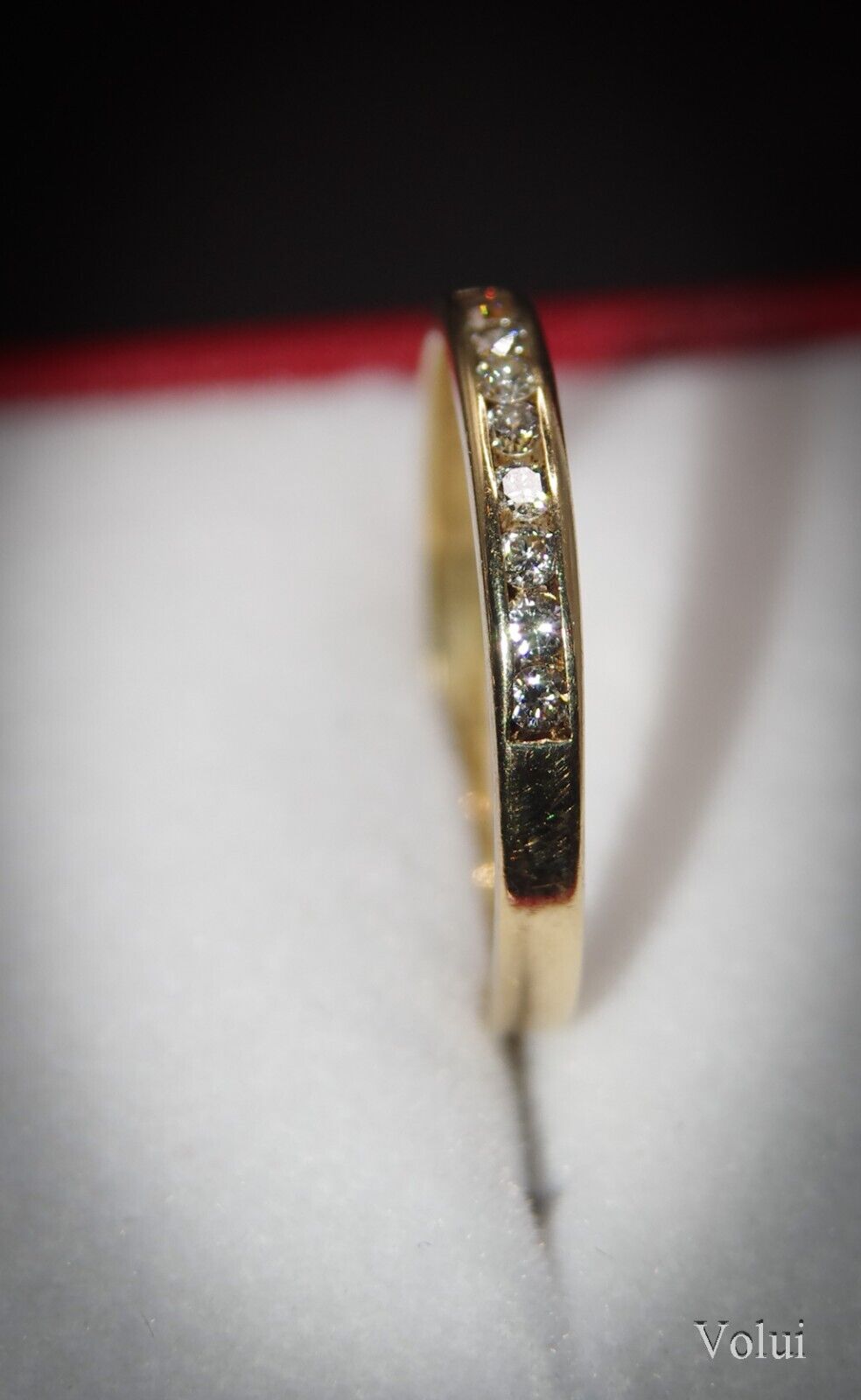 Attractive 9 Carat Gold and Diamond Half Eternity Ring Size O 1/2 Pre-Owned Gift