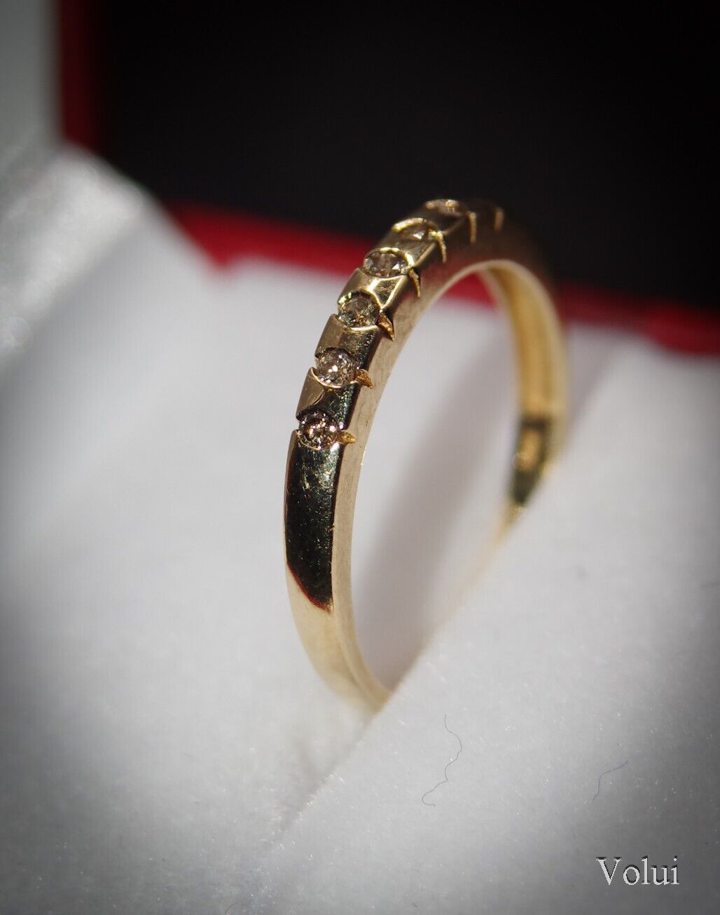 Pretty 9 Carat Gold and Diamond Ring Half |Eternity Size O Pre-Owned Gift Idea