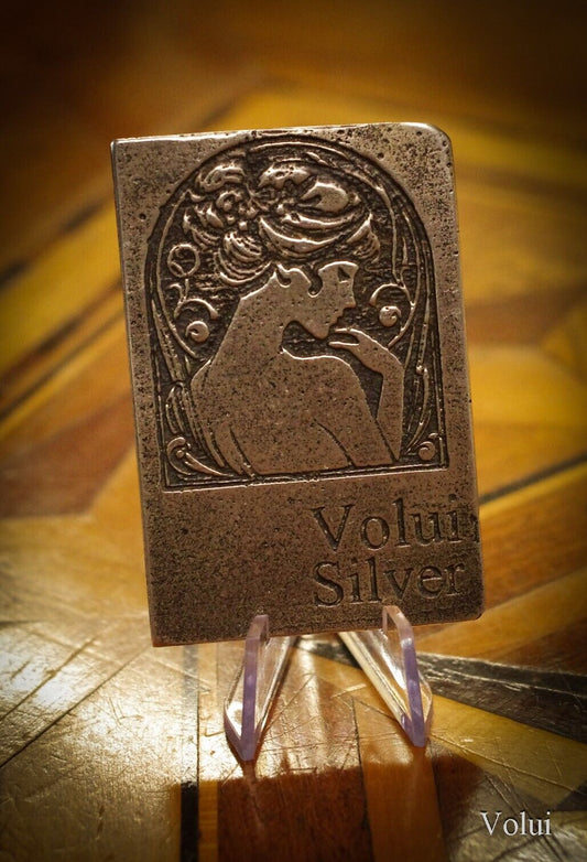 Silver Bar Volui Silver Art Nouveau Woman Design Collectable Sand Cast