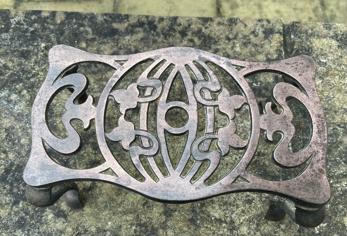 Antique Copper Trivet Art Nouveau Pot Stand Rd No 439429 Collectable Kitchen