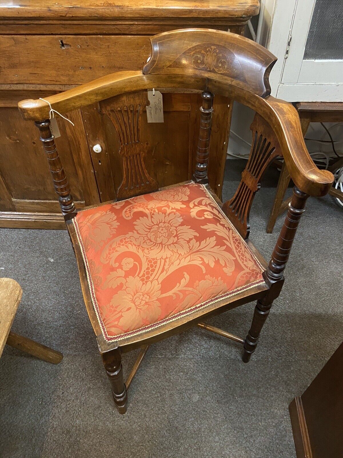 Beautiful Edwardian Corner Chair Upholstered Side Chair Antique Furniture