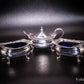 Beautiful Edwardian Silver Cruet Mustard & 2 Salt Cellars Deakin & Francis 1904