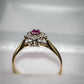 Classic J.S.N 18 Carat Gold Diamond and Ruby Cluster Ring Size M 1/2 Pre-Owned