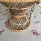 VIntage Mini Peacock Wicker Fan Back Rattan Chair 38cm Doll Plant Stand Boho