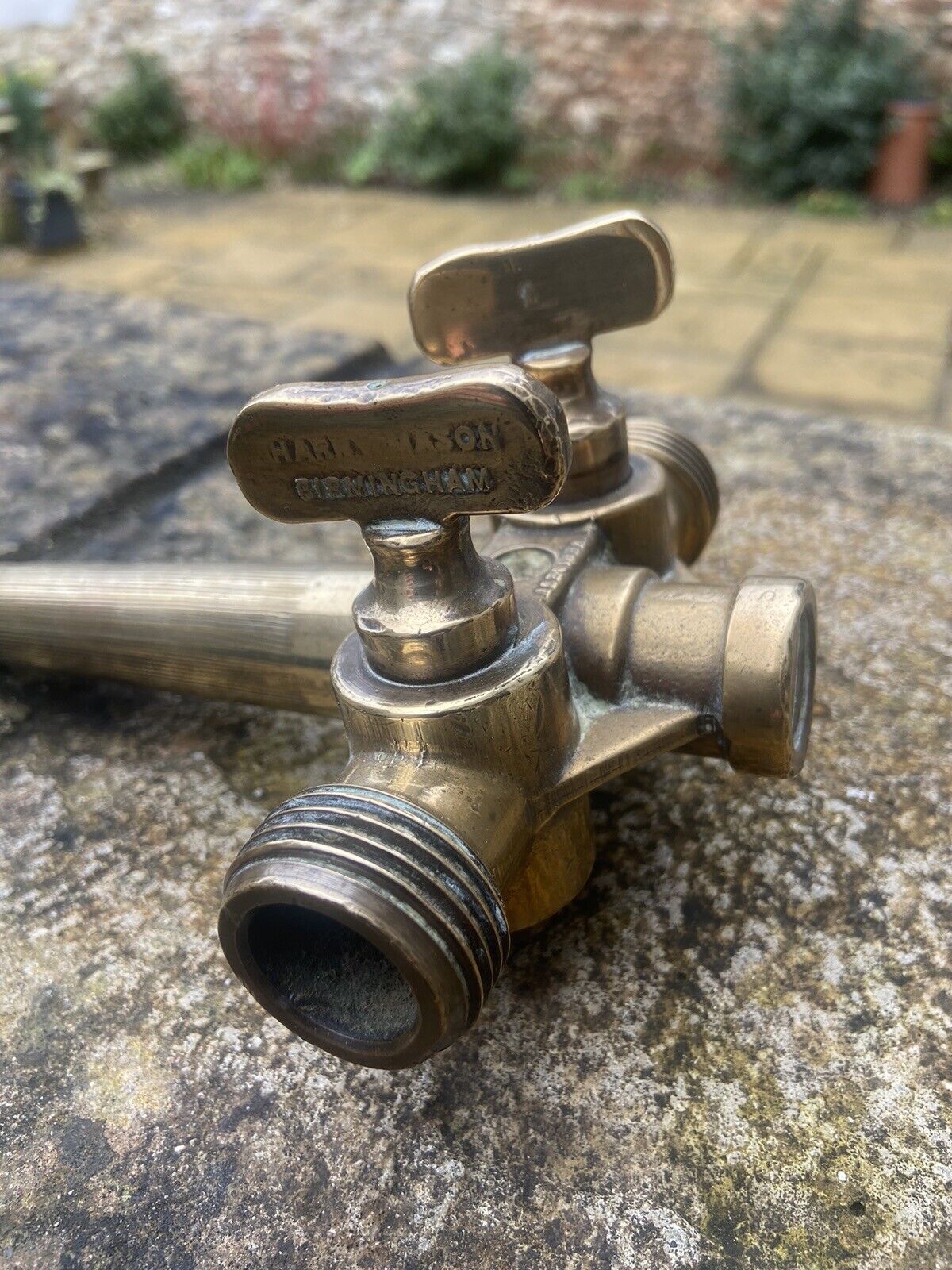 Pair Vintage Harry Mason Birmingham Brass Double Beer Tap Valve Keg Collectable