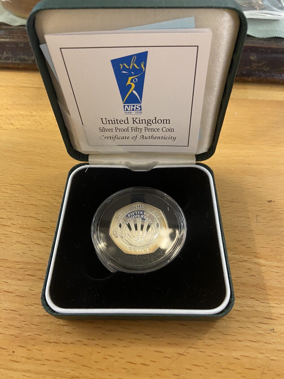 UK Silver Proof Coin NHS Collectable 50p 50th Anniversary of NHS 1998