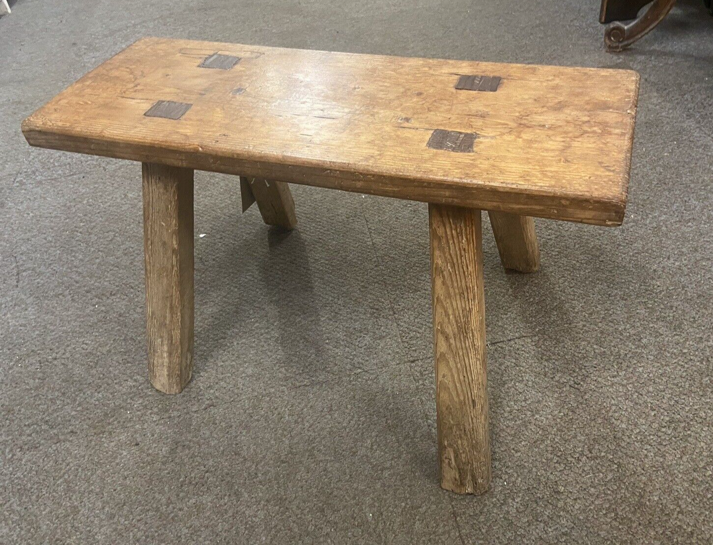 Antique Wooden Stool Pig Bench Rustic Handcrafted Furniture Collectable