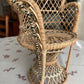 VIntage Mini Peacock Wicker Fan Back Rattan Chair 38cm Doll Plant Stand Boho