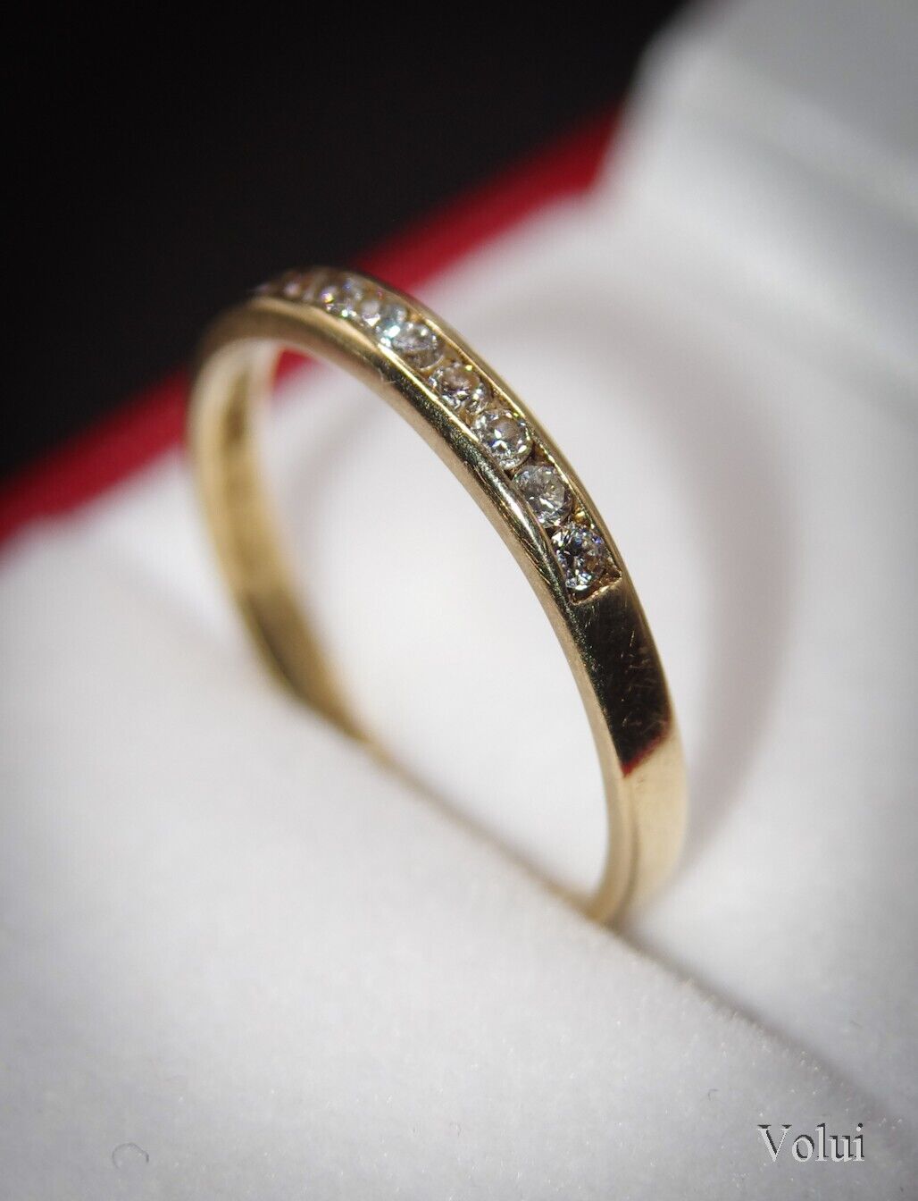 Attractive 9 Carat Gold and Diamond Half Eternity Ring Size O 1/2 Pre-Owned Gift