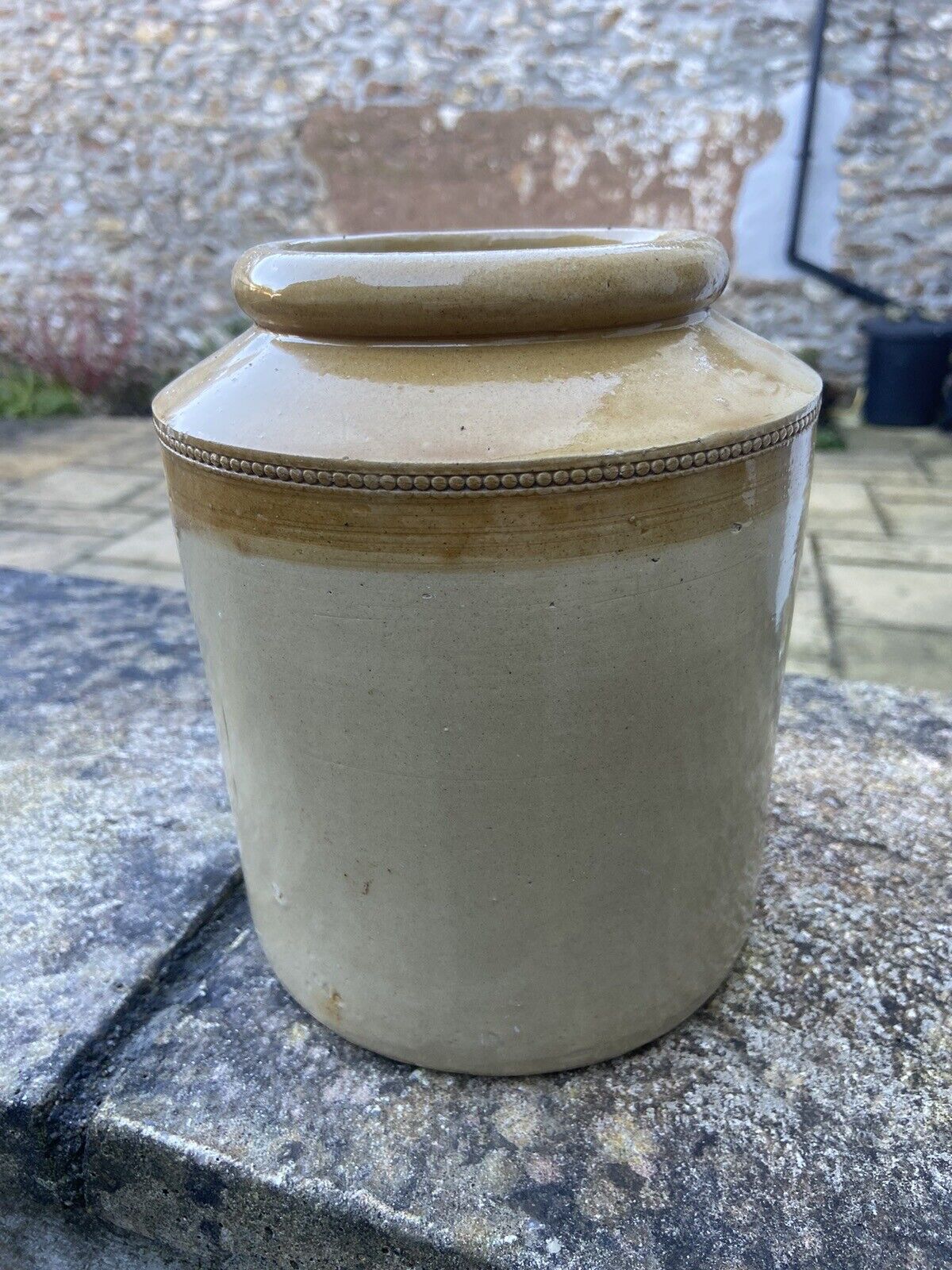 Vintage Stoneware Pot or Pot Collectable Kitchenalia Flowers Utensils Storage