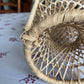 VIntage Mini Peacock Wicker Fan Back Rattan Chair 38cm Doll Plant Stand Boho