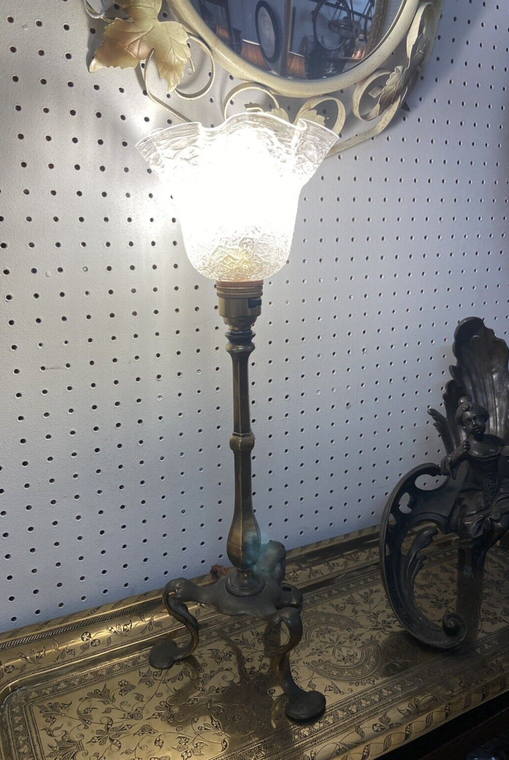 Antique Pullman Carriage Lamp Arts & Crafts Brass Train Table Light Collectable