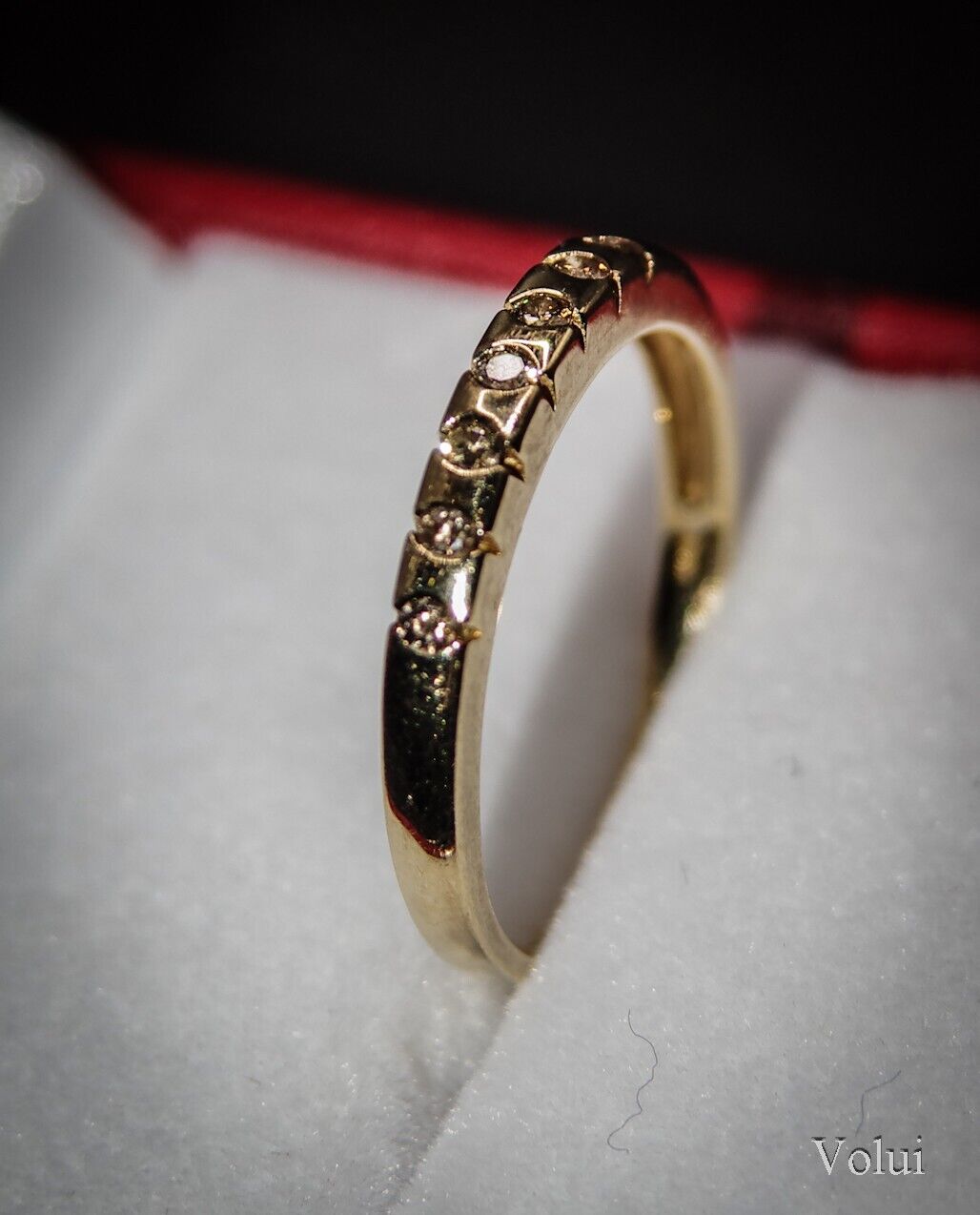 Pretty 9 Carat Gold and Diamond Ring Half |Eternity Size O Pre-Owned Gift Idea