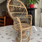 VIntage Mini Peacock Wicker Fan Back Rattan Chair 38cm Doll Plant Stand Boho