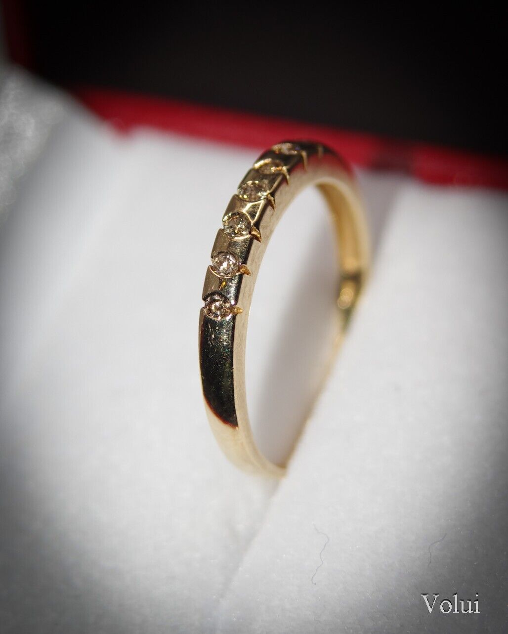 Pretty 9 Carat Gold and Diamond Ring Half |Eternity Size O Pre-Owned Gift Idea