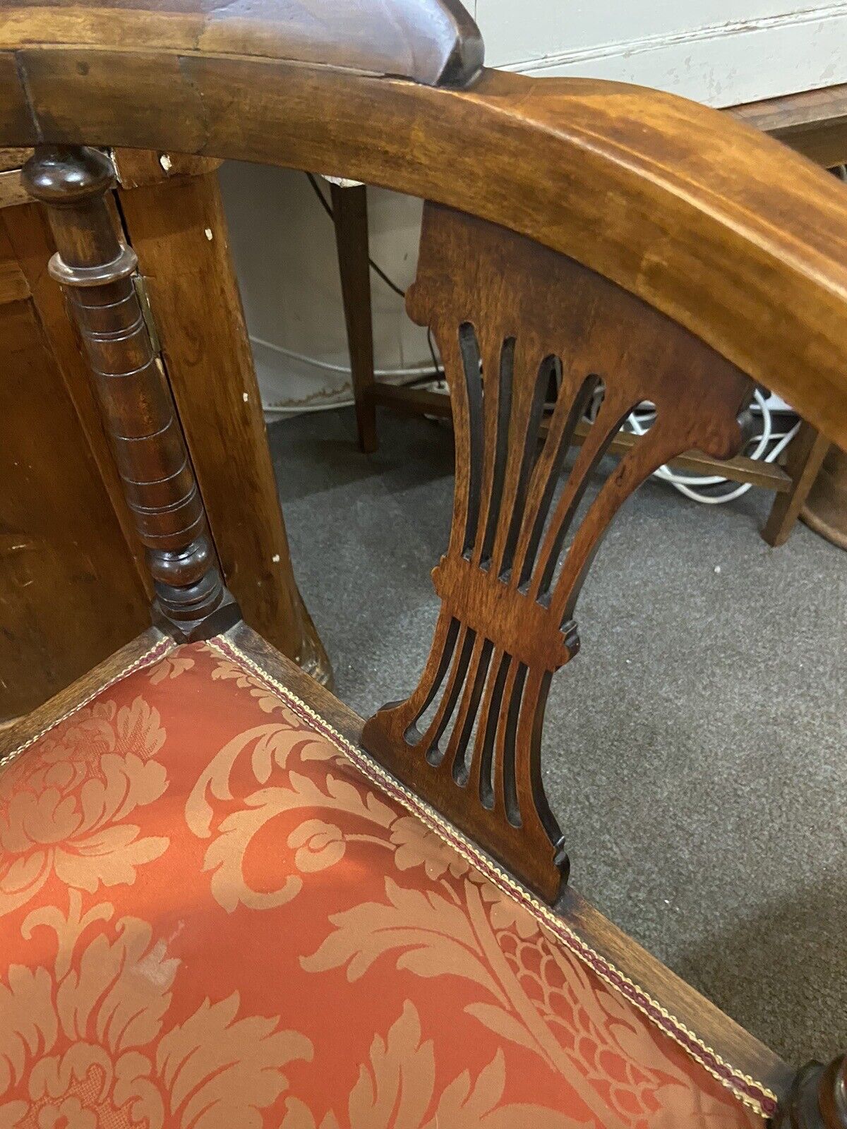 Beautiful Edwardian Corner Chair Upholstered Side Chair Antique Furniture