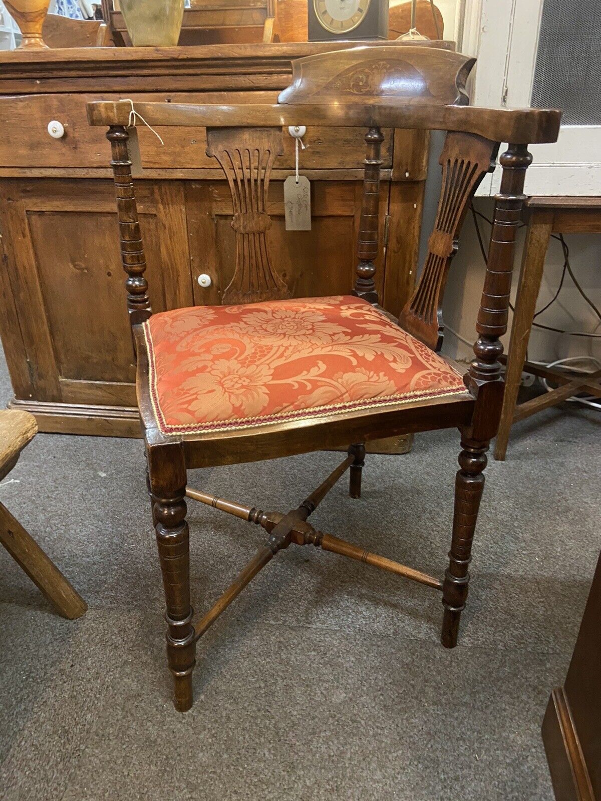 Beautiful Edwardian Corner Chair Upholstered Side Chair Antique Furniture