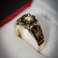 Unusual 9 Carat Gold Sapphire and Diamond Ring Size L Pre-Owned Gift Idea