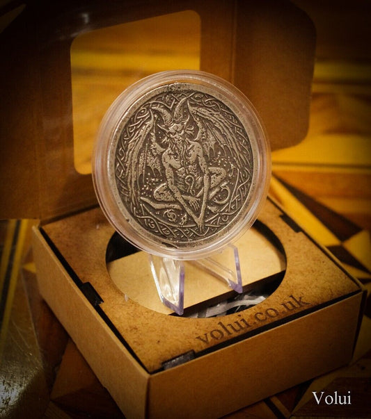 Silver Round Coin Pagan Lucifer Double Sided Design Collectable Hand Cast