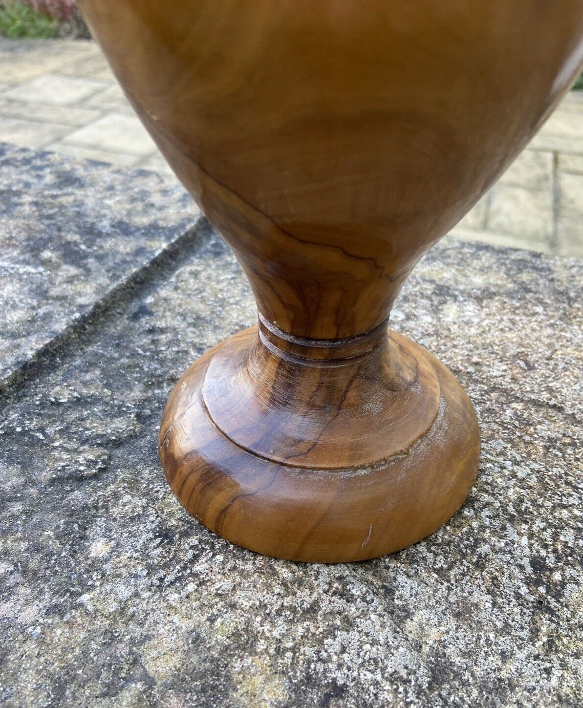 Attractive Vintage Hand Turned Wooden Vase Burr Walnut Collectable Home