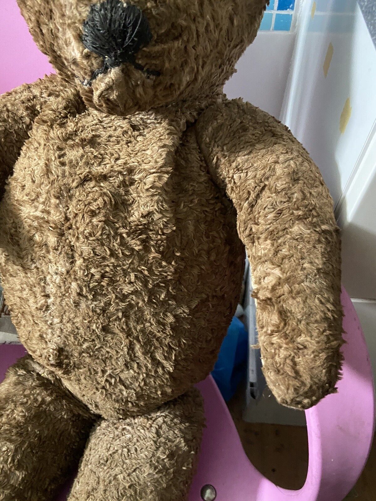 Large Vintage Teddy Bear Straw Filled Jointed Teddies In Need Of Love and Repair