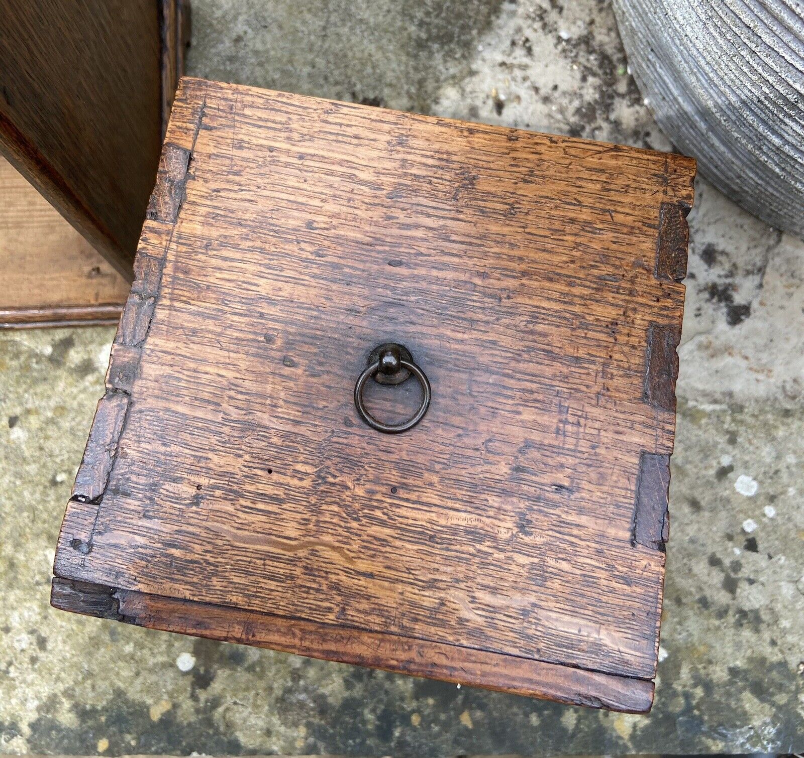 Small Antique Oak Spice Drawers Tabletop Two Drawer Unit Funiture