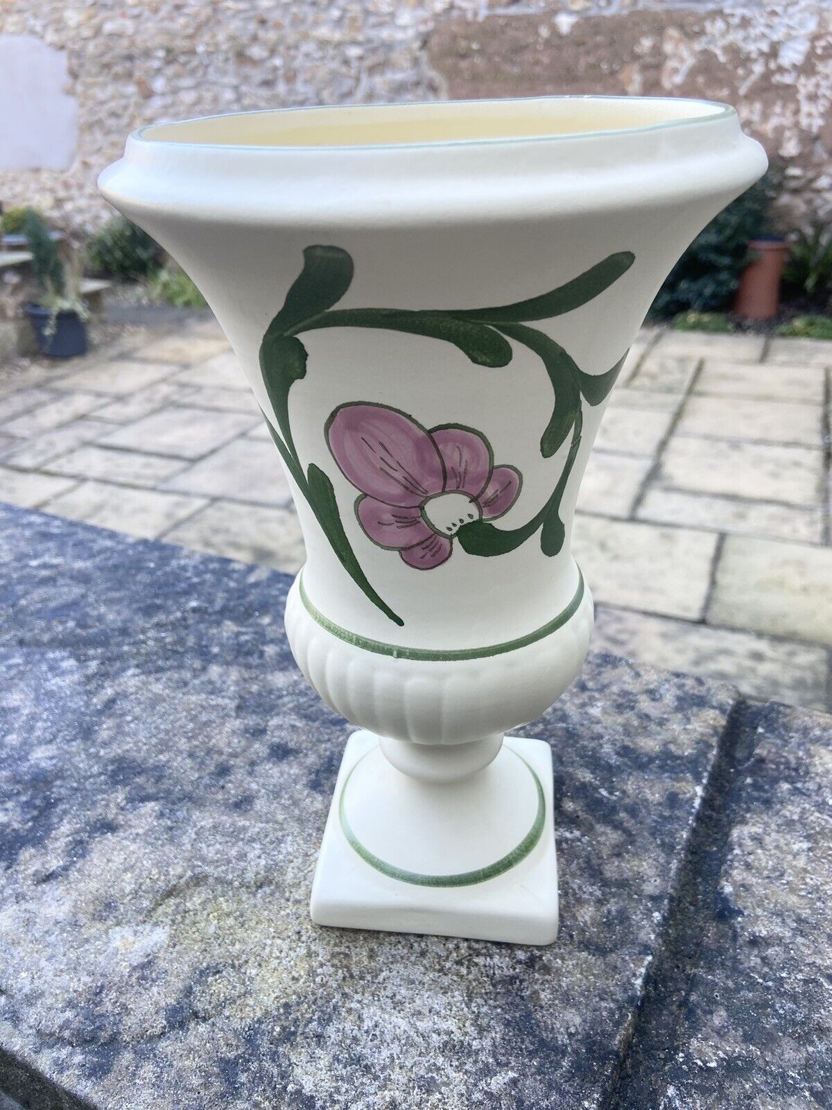 Vintage Honiton Pottery Urn Vase Hand Painted Floral Design Collectable