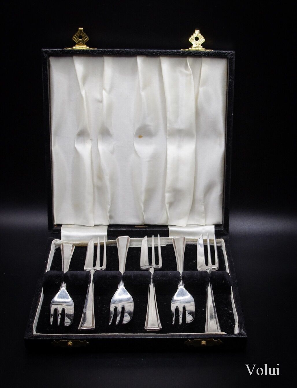 Box Set of Vintage Mosleys  Dessert Cake Forks x 6 Silver Plated EPNS A1