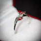 Stunning 9 Carat White Gold and Red Diamond Ring Size P 1/2 Pre-Owned Great Gift