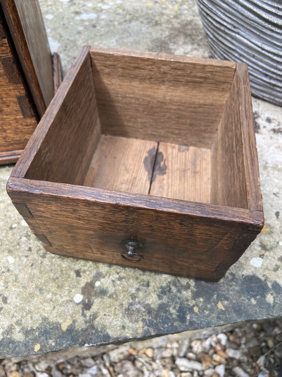 Small Antique Oak Spice Drawers Tabletop Two Drawer Unit Funiture