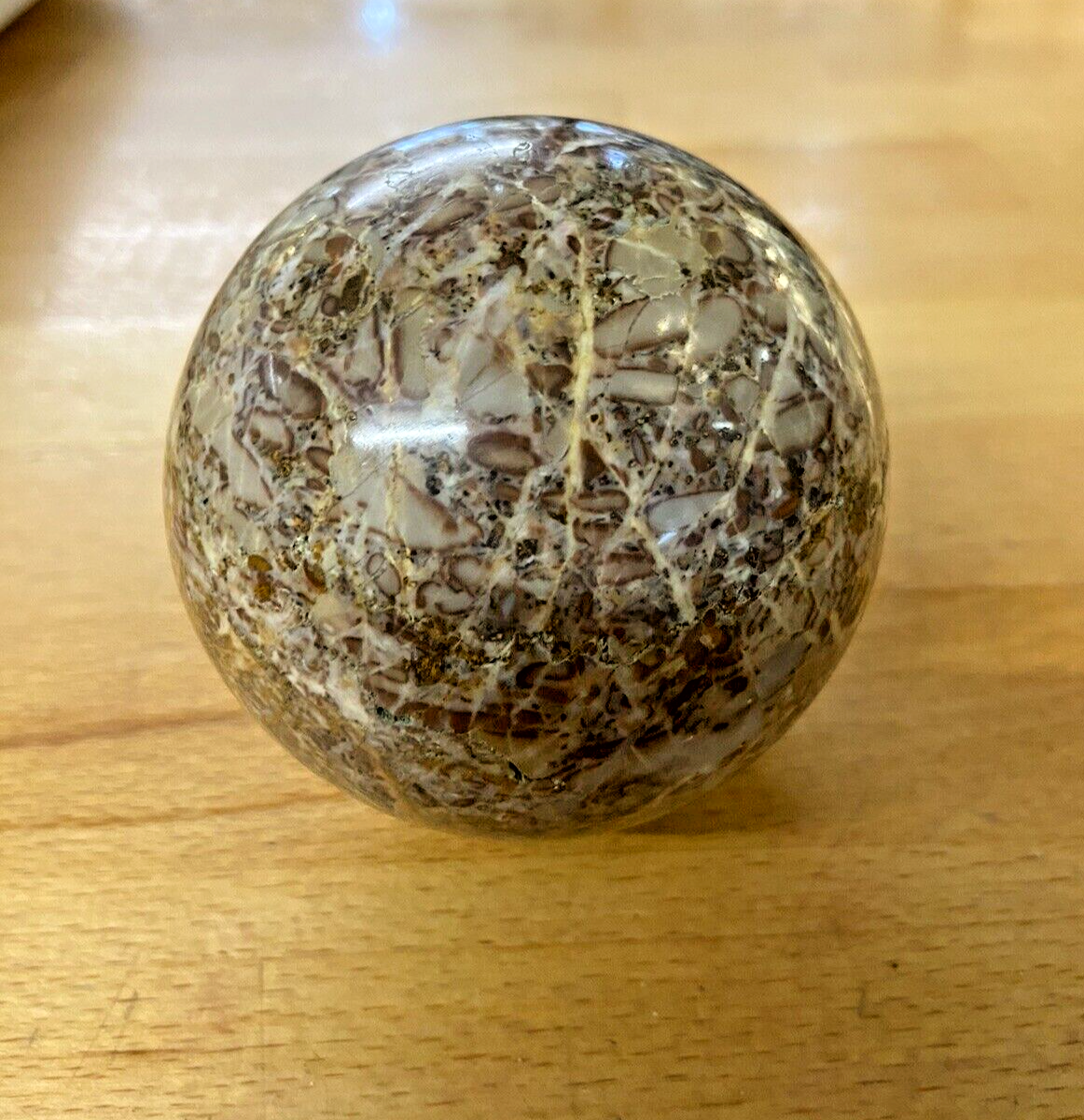 Antique / Vintage Marble Ball Sphere Browns & Greys Diameter 8cm Ornament