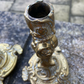 Highly Detailed Heavyweight Antique Brass Candlesticks Pair Candle Sticks